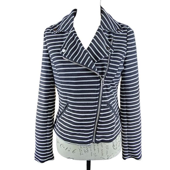 Bagatelle -951 Women's‎ Striped Moto Jacket Size Small - Picture 2 of 11